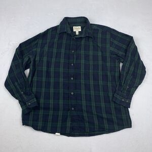 Vintage Cabelas Flannel Shirt Mens Large Green Blue Plaid Pocket Button Up